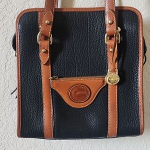 Authentic, Vintage Dooney & Bourke Black and Brown Leather Bag